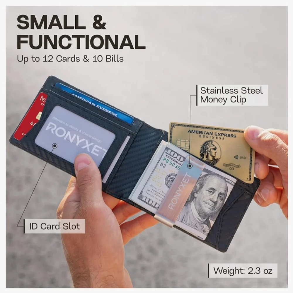 *NEW* Ronyxet Black Carbon Fiber Wallet with Card Slots